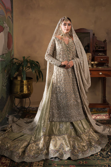 Silvery Champagne and Mint Farshi Lehnga - BRIDAL