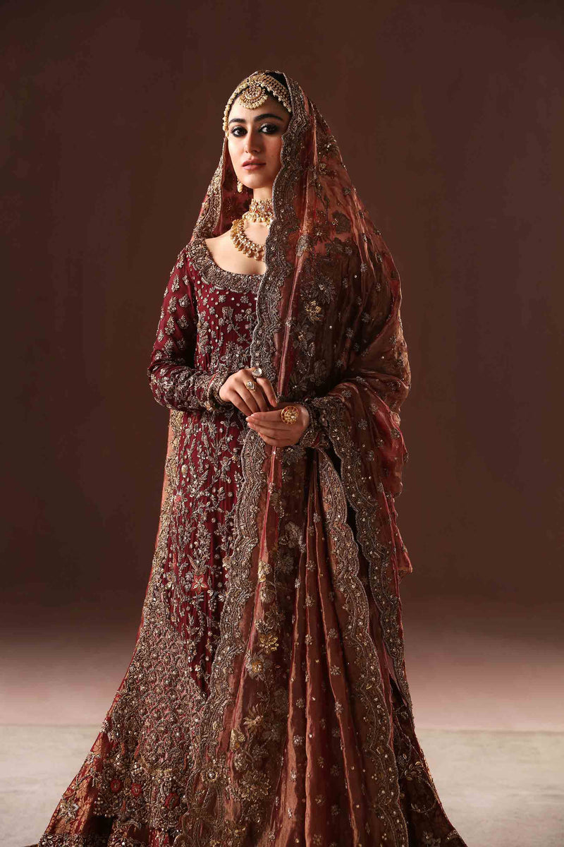 Maroon and Antique gold farshi gharara set - BRIDAL